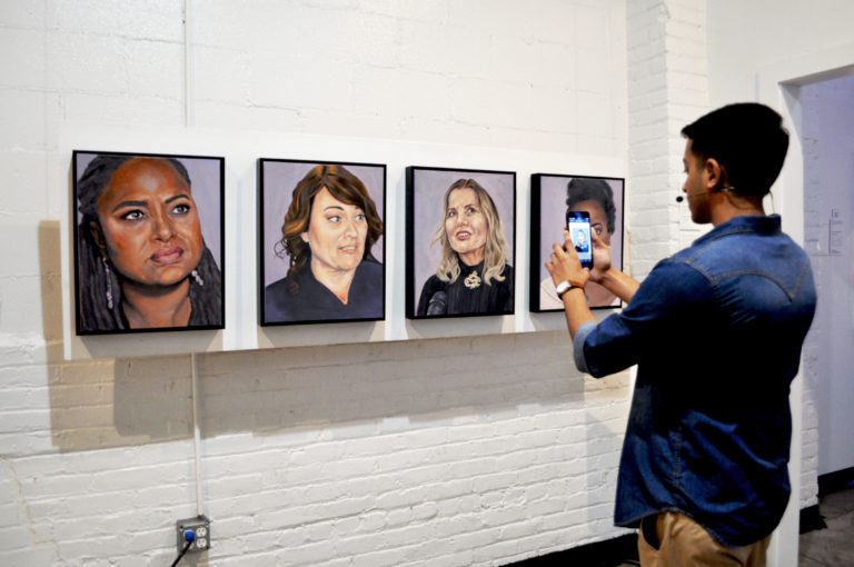 (2) Sara Riding Women In Motion (oil on canvas, augmented reality, artificial intelligence. Ava DuVernay, Meredith Walker, Geena Davis, Dee Rees ) 2