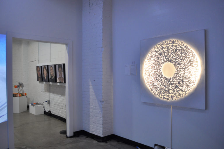 (4) Claudia Meyer Sensoris (mixed media, stainless steel, LED light, Optium museum acrylic, augmented reality) 2